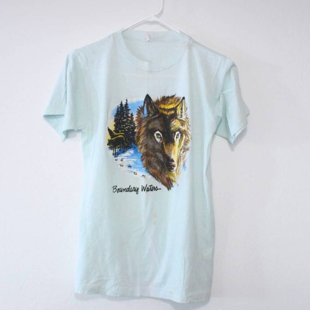 Vintage Boundary Waters Wolf T Shirt Medium